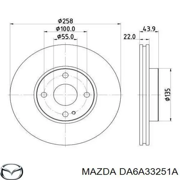 Disco de freno DA6A33251A Mazda