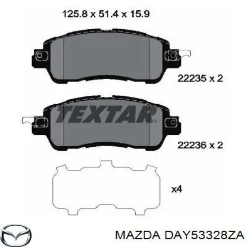 DAY53328ZA Mazda pastillas de freno delanteras