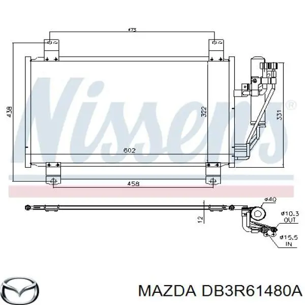 DB3R61480A Mazda condensador aire acondicionado