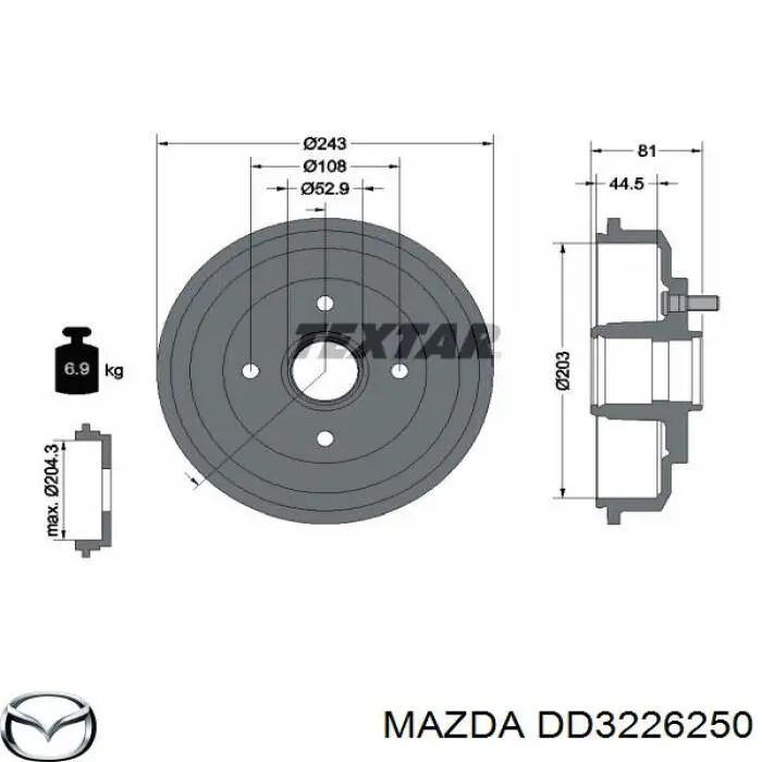 VP2S6W1113AA Ford freno de tambor trasero