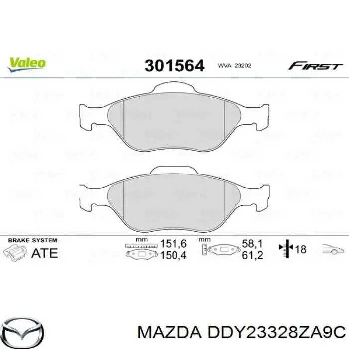 DDY23328ZA9C Mazda pastillas de freno delanteras