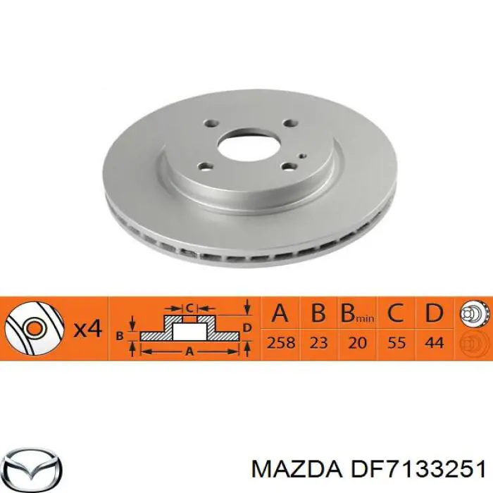 Disco de freno delantero Mazda DF7133251