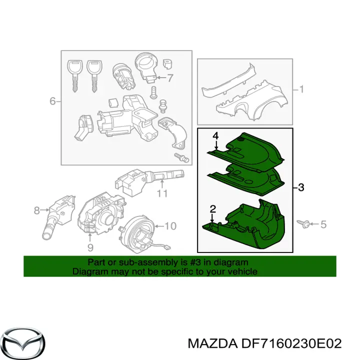 DF7160230E02 Mazda protector del mecanismo de dirección