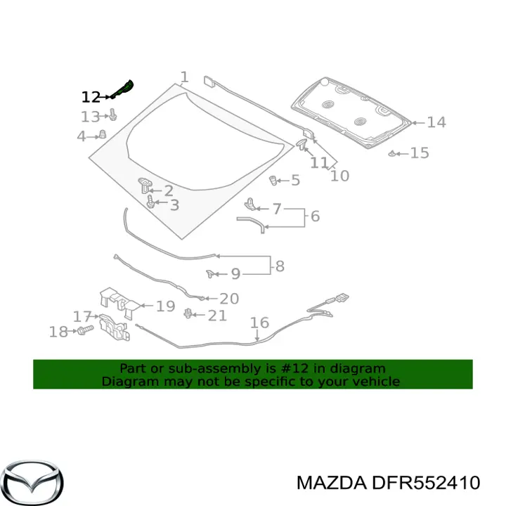 DFR552410 Mazda Bisagra de capot derecha