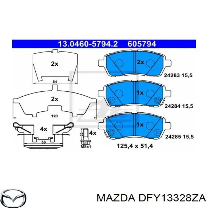 DFY13328ZA Mazda pastillas de freno delanteras