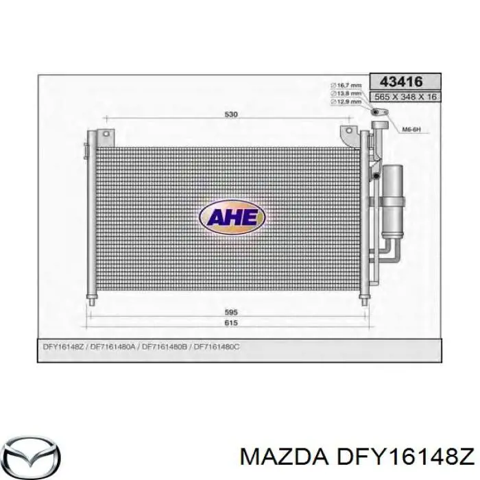 DFY16148Z Mazda condensador aire acondicionado