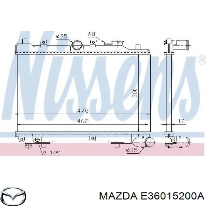 E36015200A Mazda radiador