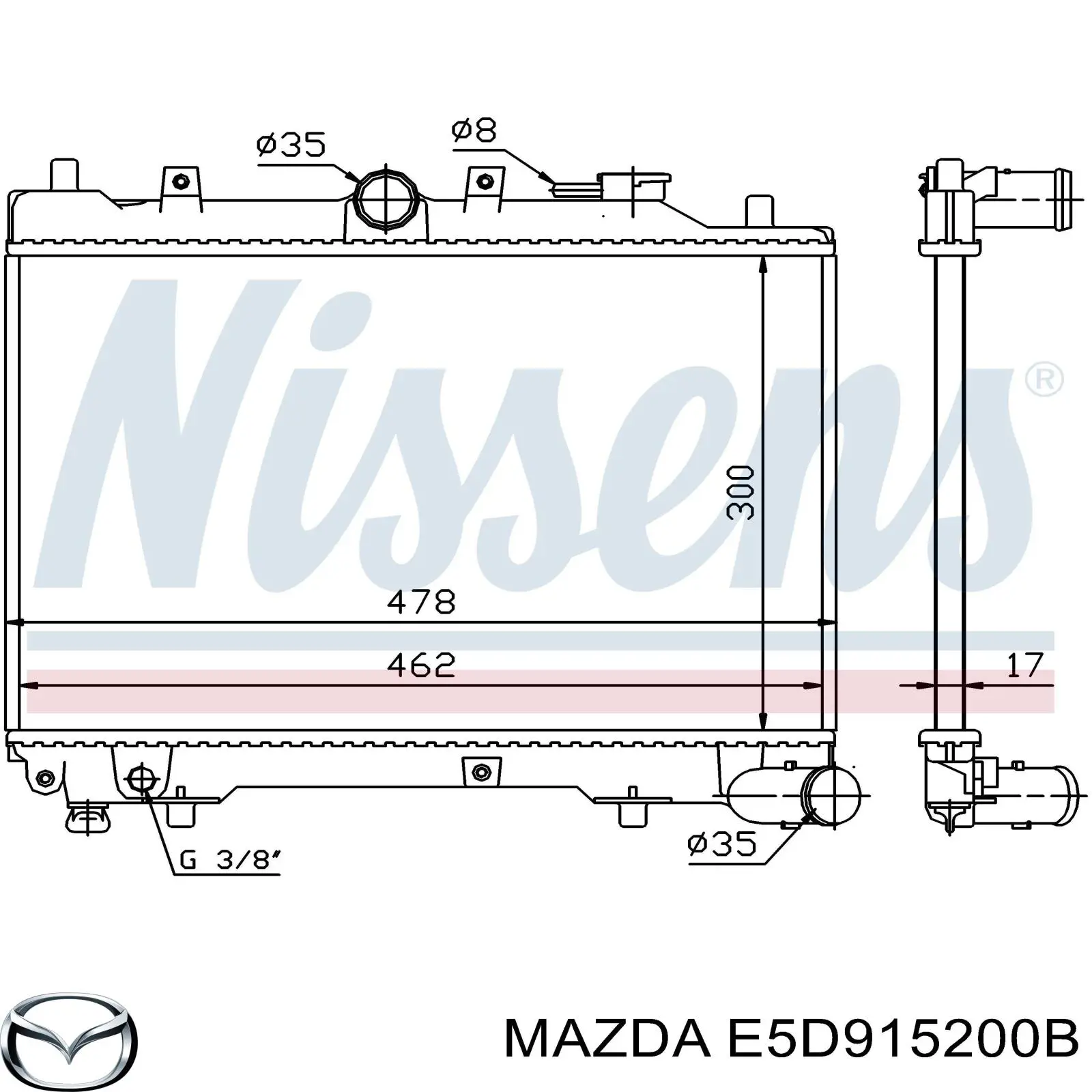 Radiador E5D915200B Mazda