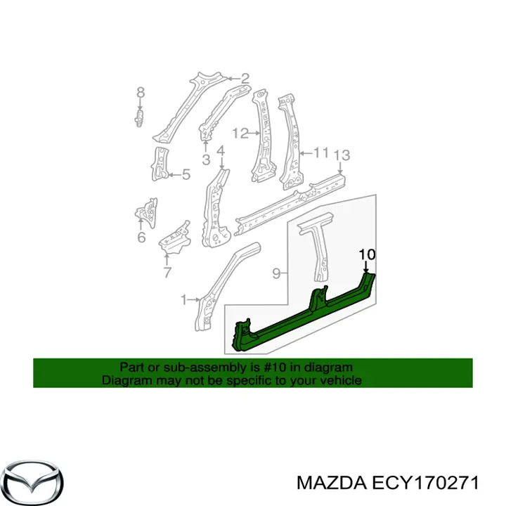Umbral de puerta, derecha para Mazda Tribute (EP)