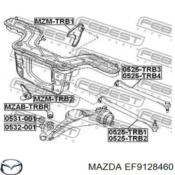 EF9128460 Mazda suspensión, brazo oscilante trasero, delantera