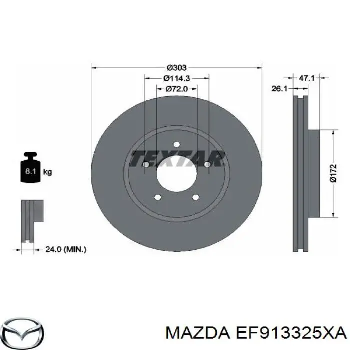 Disco de freno ZZP333251A Mazda