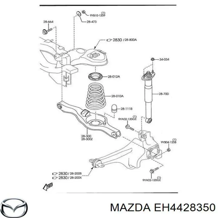 EH4428350 Mazda brazo suspension (control trasero inferior izquierdo)