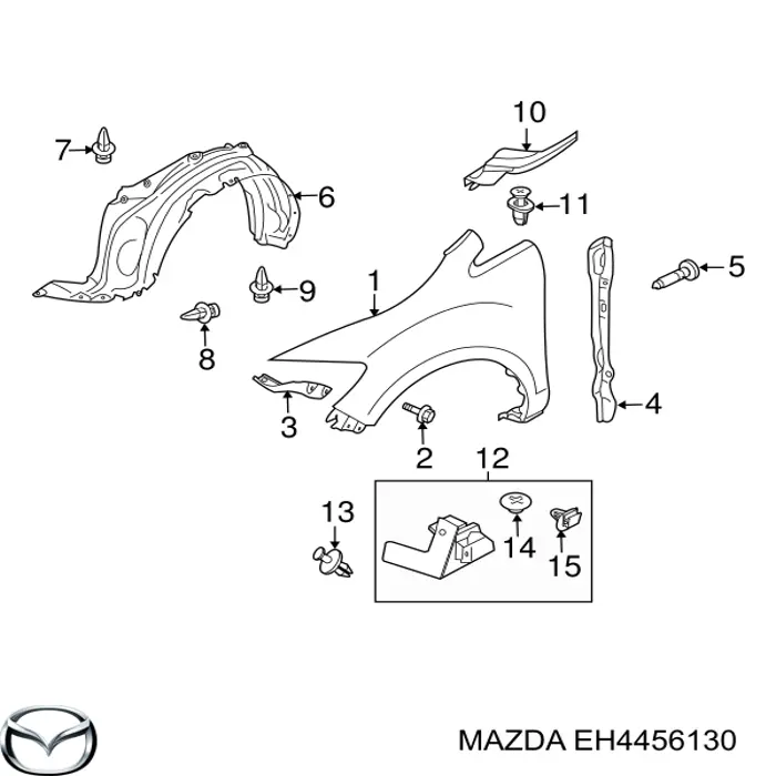 Guardabarros interior, aleta delantera, derecho para Mazda CX-7 (ER)