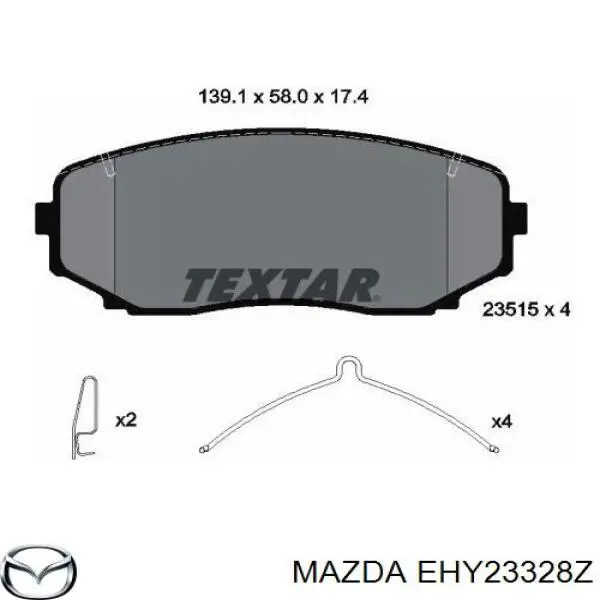 Pastillas de freno EHY23328Z Mazda