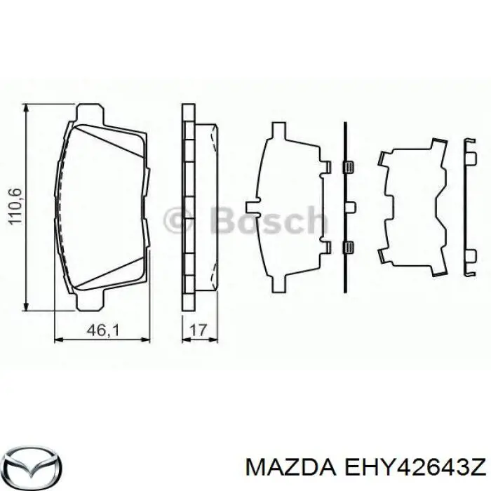 Pastillas traseras de freno Mazda EHY42643Z precio, desde 31,58 EUR