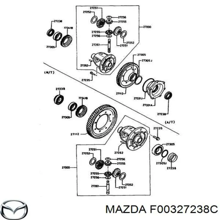 F00327238C Mazda anillo retén de semieje, eje delantero