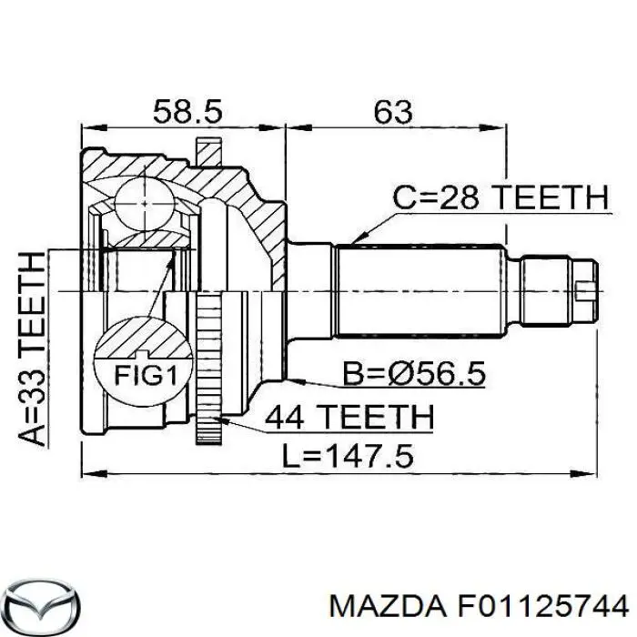 F01125744 Mazda retén, árbol de transmisión