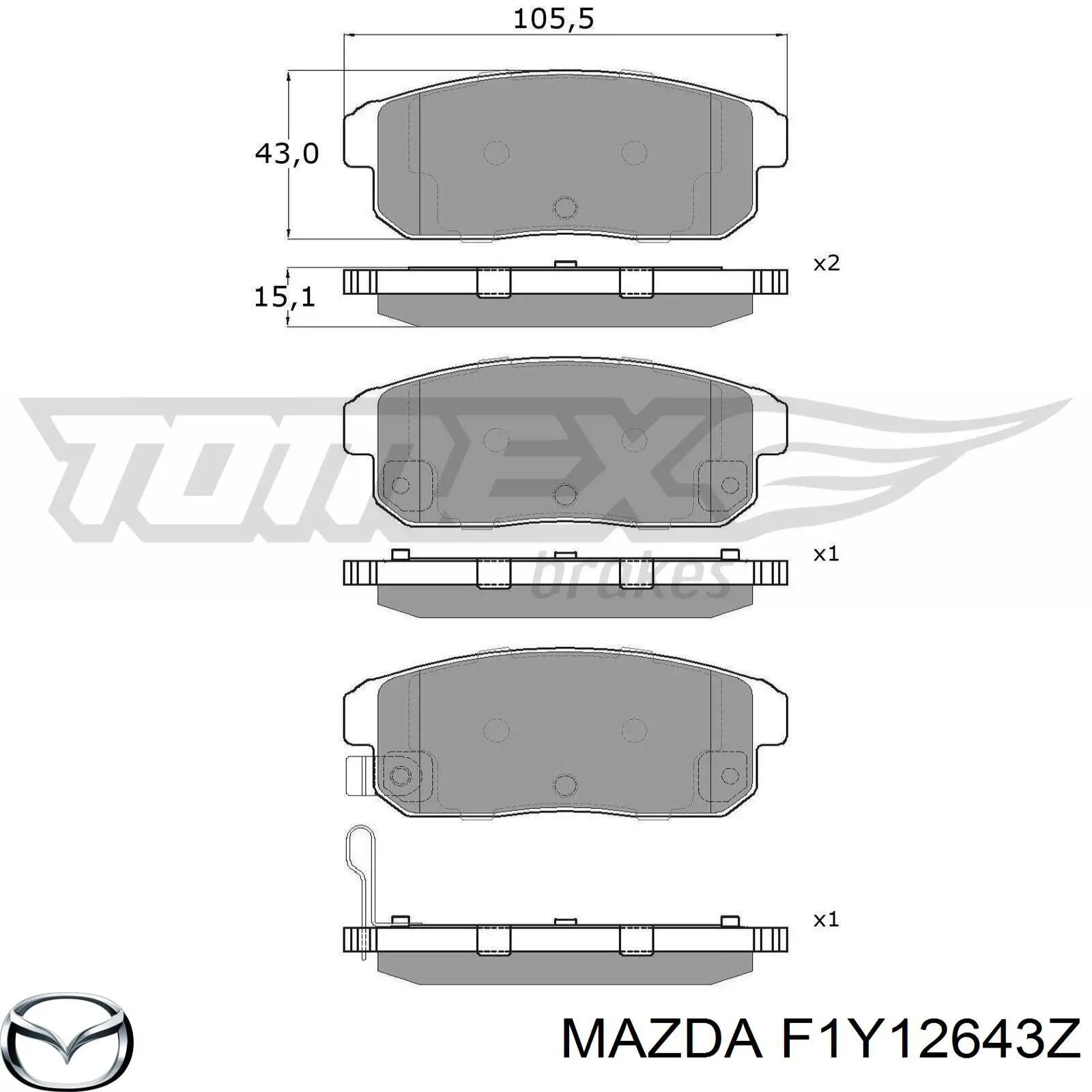 F1Y12643Z Mazda pastillas de freno traseras