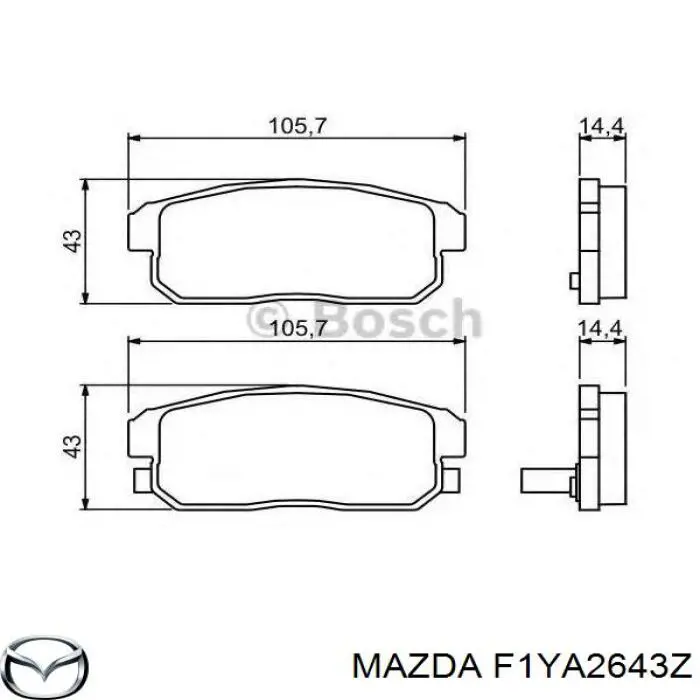 F1YA2643Z Mazda pastillas de freno traseras