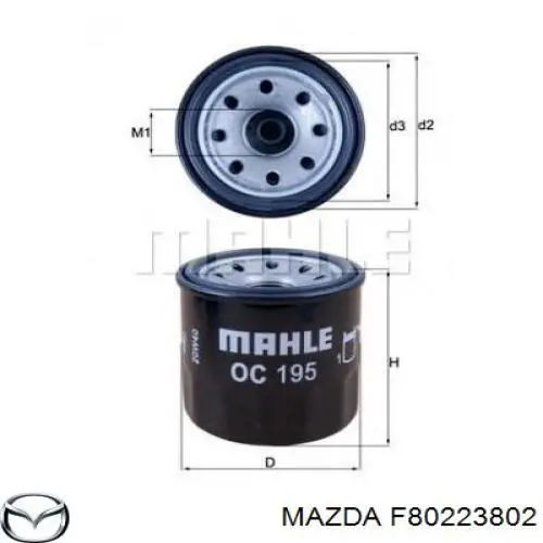F80223802 Mazda filtro de aceite