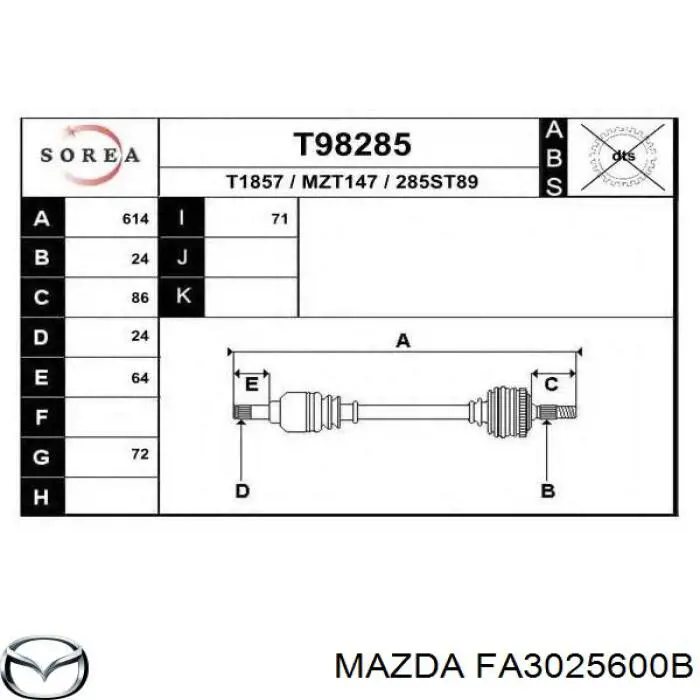 FA3025600B Mazda