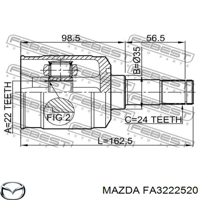 F02322520D Mazda junta homocinética interior delantera izquierda