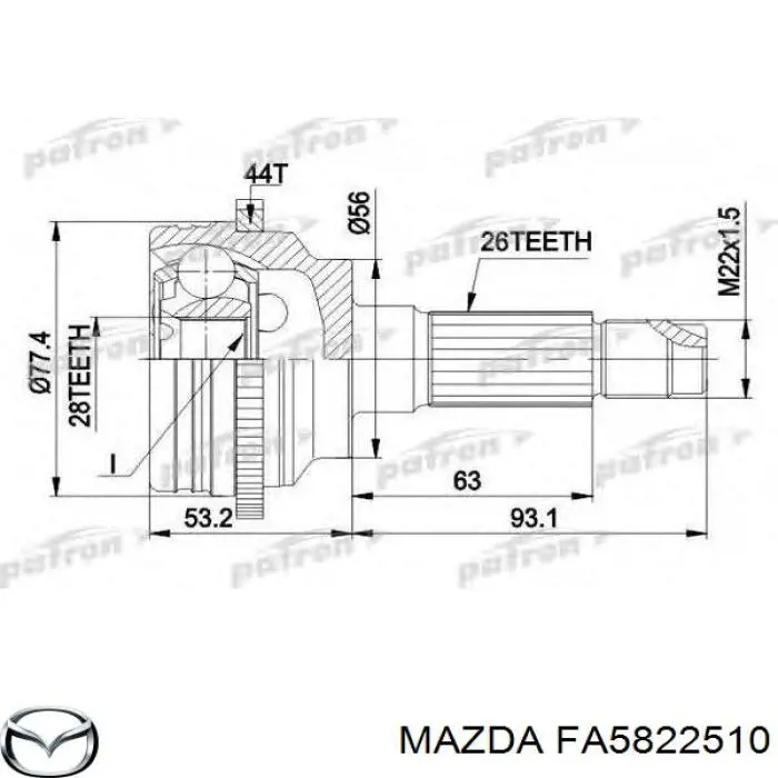 FA5822510 Mazda junta homocinética exterior delantera