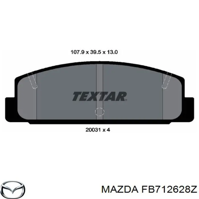 FB712628Z Mazda pastillas de freno traseras