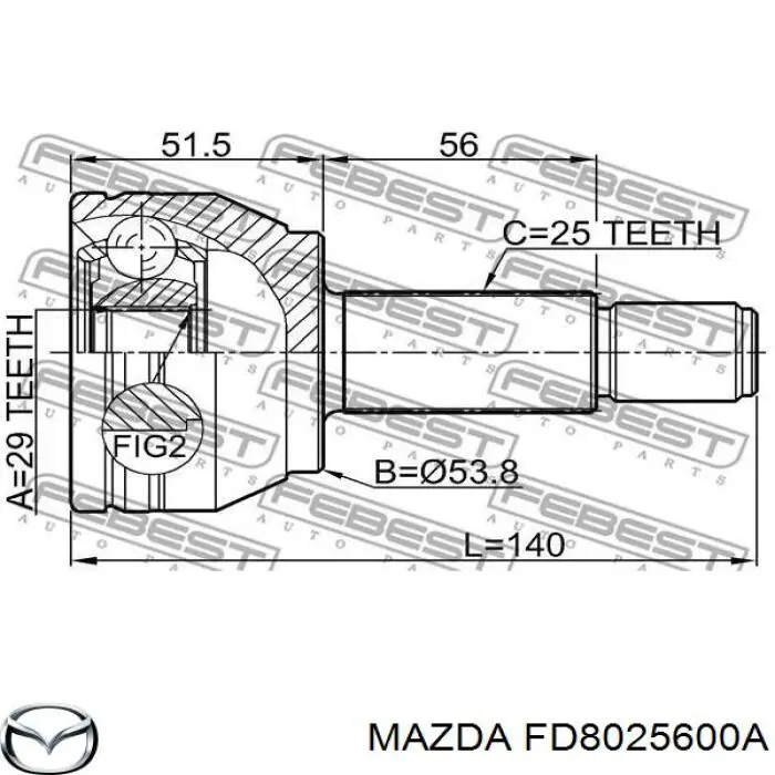 Semieje delantero derecho Mazda FD8025600A precio, desde 58,08 EUR