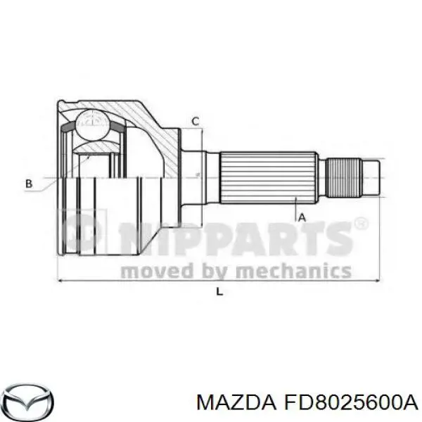 FD8025600A Mazda árbol de transmisión delantero derecho