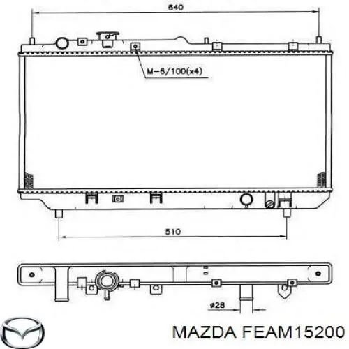 FEAM15200 Mazda radiador refrigeración del motor