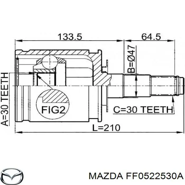 FF0522530A Mazda fuelle, árbol de transmisión delantero exterior