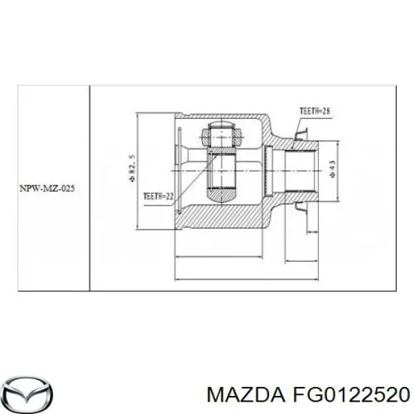 Junta homocinética interna delantera derecha Mazda FG0122520 precio, desde 50,82 EUR