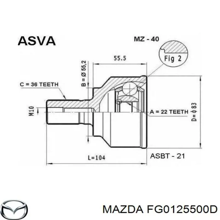 FG0125500D Mazda Junta homocinética