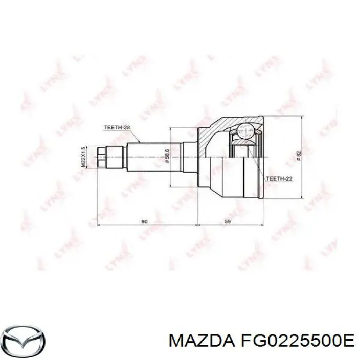 FG0225500E Mazda árbol de transmisión delantero derecho
