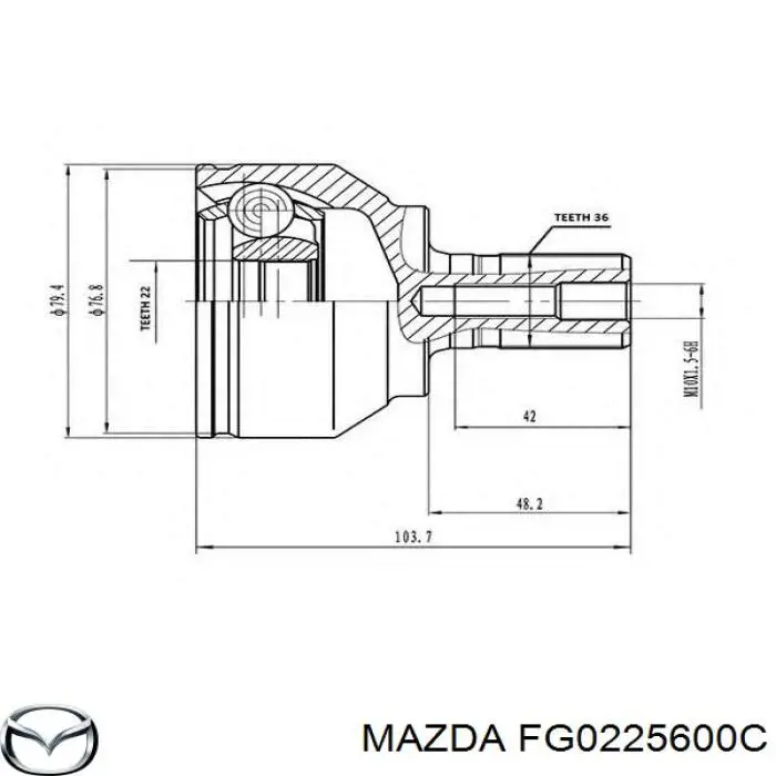 FG0225600C Mazda árbol de transmisión delantero izquierdo