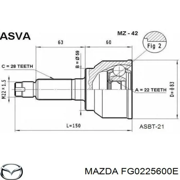 Comprar FG0225600E Mazda Semieje delantero izquierdo