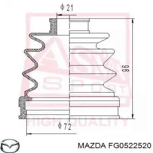 FG0522520 Mazda Junta homocinética interna delantera derecha