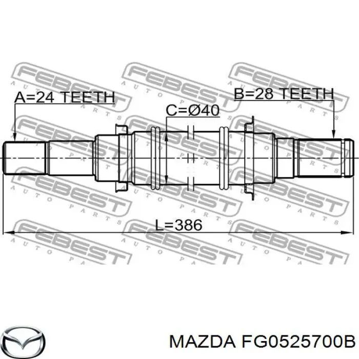 Comprar FG0525700B Mazda Eje intermedio de transmisión