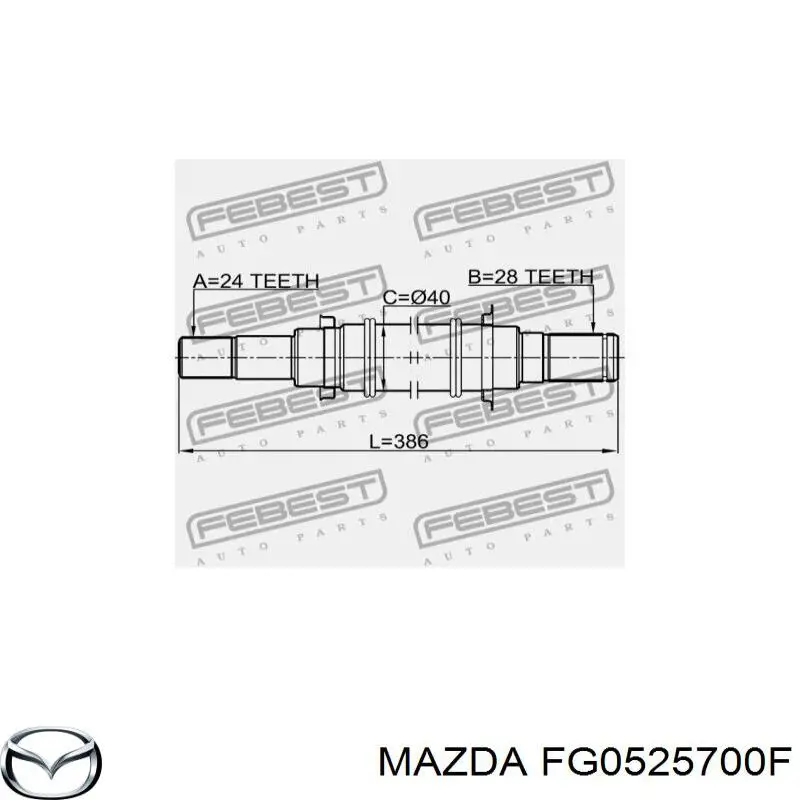 FG0525700F Mazda semieje de transmisión intermedio