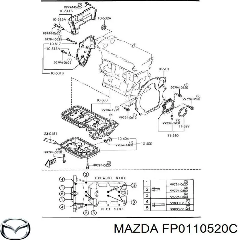 FP0110520C Mazda tapa de correa de distribución superior