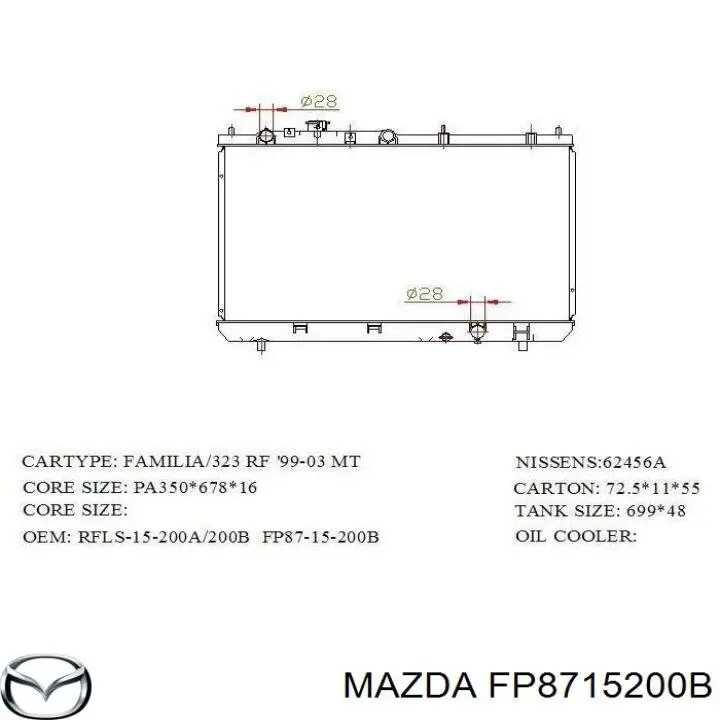 Comprar FP8715200B Mazda Radiador de auto