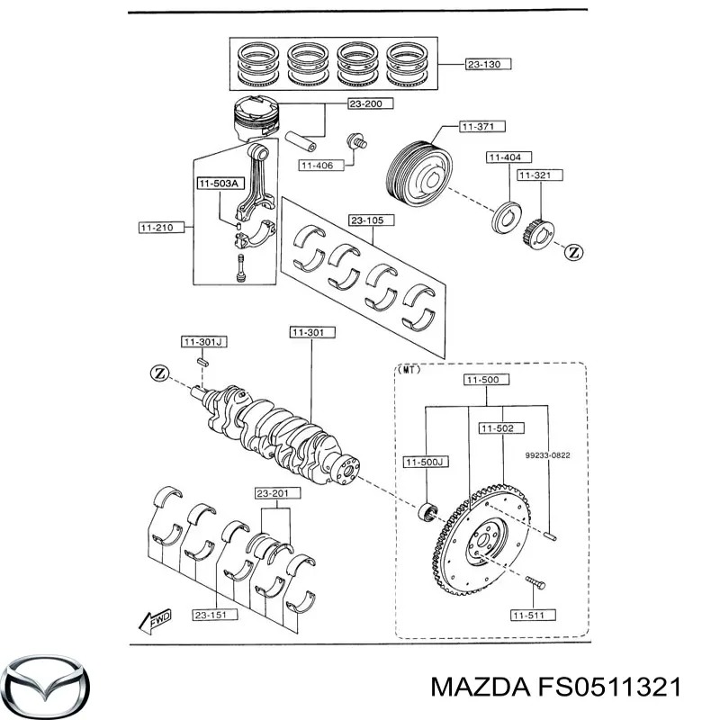 Piñón del cigüeñal para Mazda 626 (GF)