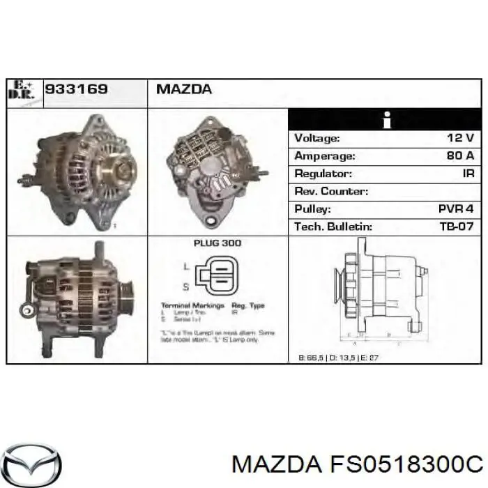 FS0518300C Mazda alternador
