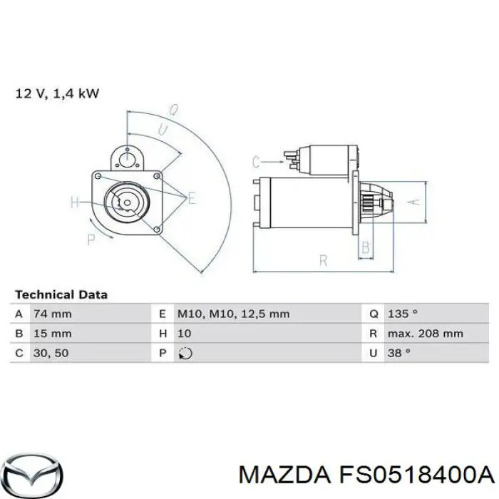 Arranque motores Mazda FS0518400A precio, desde 150,04 USD