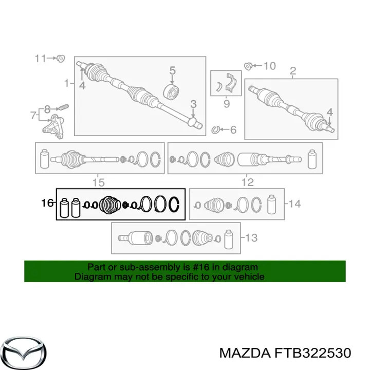 Fuelle de palier delantero exterior FTB322530 Mazda