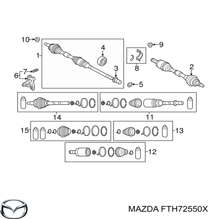 FTH72550X Market (OEM) árbol de transmisión delantero derecho