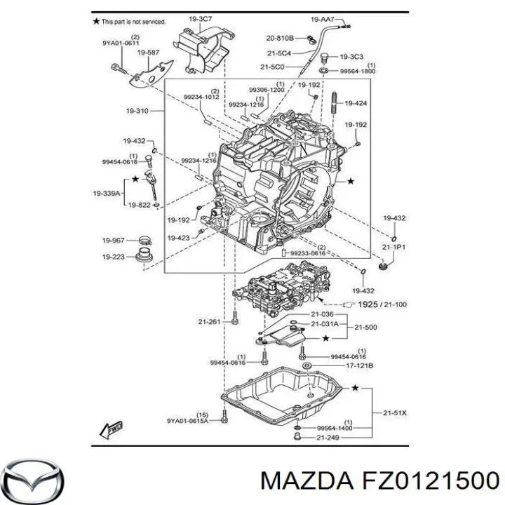 FZ0121500 Mazda filtro caja de cambios automática
