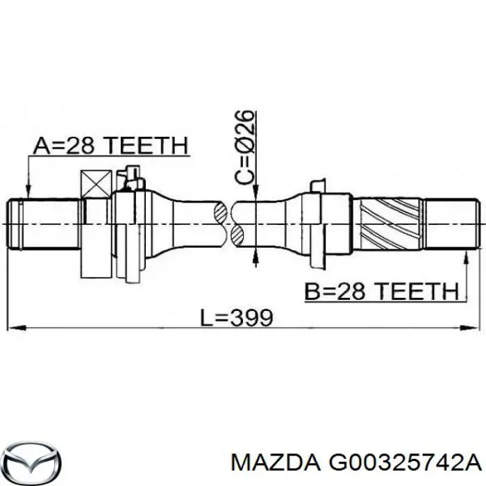 Retén del cojinete intermedio delantero del eje de transmisión Mazda G00325742A precio, desde 9,01 EUR