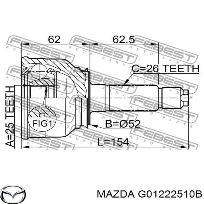 G01222510B Mazda árbol de transmisión delantero derecho